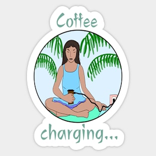 Coffee charging girl Sticker